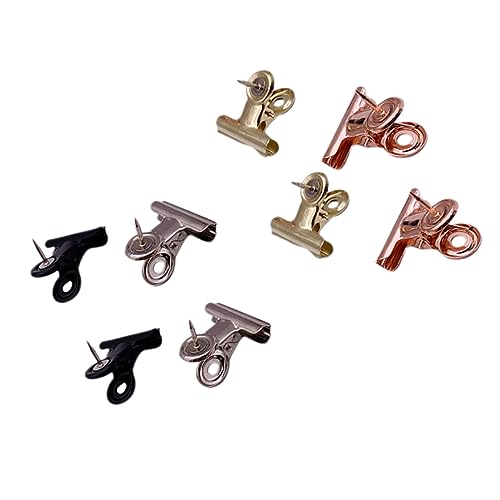 Ciieeo 8st Scharnierclips Aus Metall Aktenklammern Schwarze Bulldoggen-Clips Kleine Bulldoggenklammern Clips Klemmen Fotoclips Heftklammern Preisschild-Clips Büro Rose Office Ordner von Ciieeo