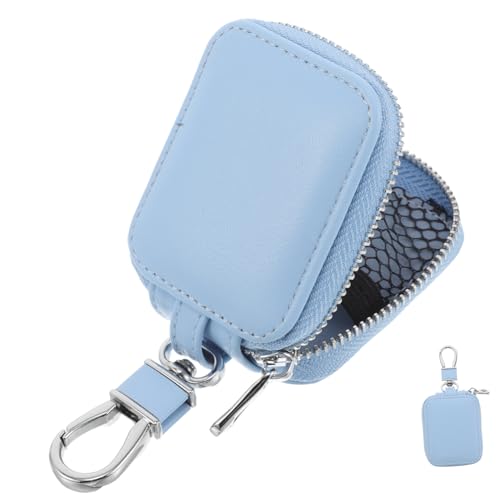 Ciieeo Kopfhörer Fall kopfhörer etui Schlüsselanhänger-Geldbörse Geldbörse Schlüsselanhänger Damen Ohrstöpsel-Hülle Damen geldbörsen aus Leder Kopfhörer-Keychian Kunstleder Sky-Blue von Ciieeo