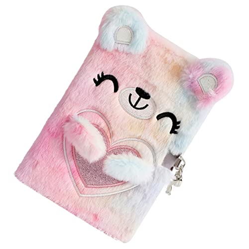 Ciieeo Cartoon Bär Handschrift Tagebuch A5 Notebook Für Mädchen Schloss Und Plüsch Abdeckung Kawaii Schreibwaren von Ciieeo