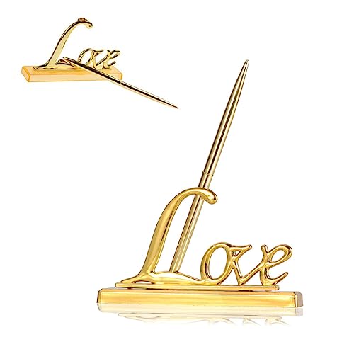 Ciieeo Vergoldeter Stifthalter Goldener Stift Mit Ständer Stifthalter Für Schreibtisch Verlobungsfeier Gastgeschenke Gästebuch Stift Hochzeit Partygeschenke Goldener von Ciieeo