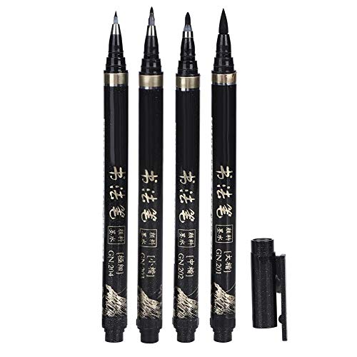 4 Stück Kalligraphie-Tintenpinsel Stift Nachfüllpinsel Markierungsstifte Chinesischer Kalligraphie-Pinsel Tintenstift für Anfänger von Cikonielf