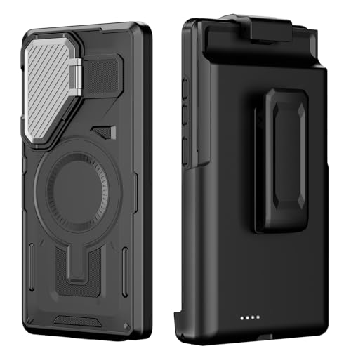 Schutzhülle für Samsung S25 Ultra mit Akkuholster Gürtelclip S25 Ultra Magnetische Hülle mit Kameraschutz Kickstand (für S25 Ultra mit Akkuholster) Schwarz von Cililave
