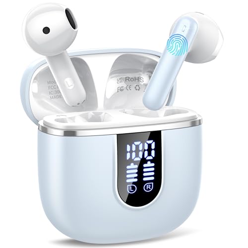 Bluetooth Kopfhörer, Bluetooth Kopfhörer, Kopfhörer Kabellos Bluetooth 5.4 In Ear Kopfhörer mit 4 Mic, 2024 ENC Noise Cancelling Wireless Earbuds 40H Tiefer Bass, IP7 Wasserdicht Ohrhörer, Azurblau von Cillso