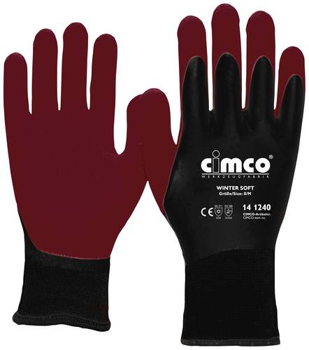 Cimco Winter Soft dunkelrot/schwarz 141240 Vinyl Arbeitshandschuh Größe (Handschuhe): 8, M EN 388 von Cimco