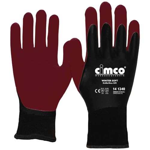 Cimco Winter Soft dunkelrot/schwarz 141243 Vinyl Arbeitshandschuh Größe (Handschuhe): 11, XXL EN 388 1 Paar von Cimco