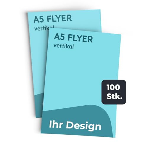 Cimpress Flyer selbst gestalten Individuell gestalteter Flyer im DL A5 oder A6-Format – Personalisiertes Design Eigenes Design hochladen für Unternehmen oder Event (A5 Vertikal, 100 Stück) von Cimpress