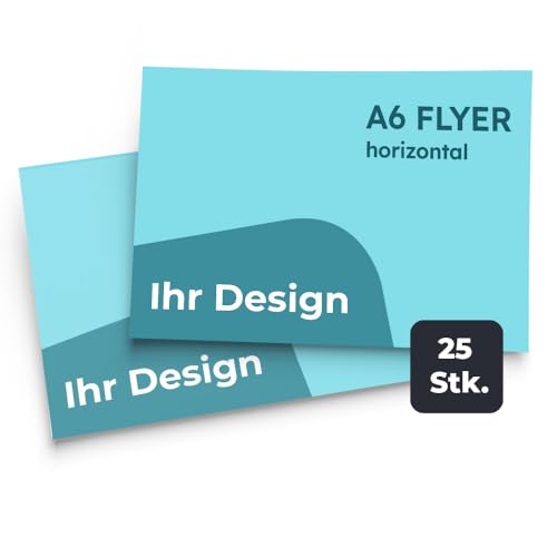 Cimpress Flyer selbst gestalten Individuell gestalteter Flyer im DL A5 oder A6-Format – Personalisiertes Design Eigenes Design hochladen für Unternehmen oder Event (A6 Horizontal, 25 Stück) von Cimpress