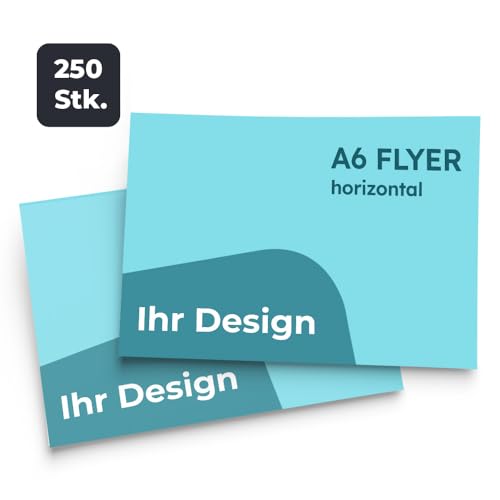 Cimpress Flyer selbst gestalten Individuell gestalteter Flyer im DL A5 oder A6-Format – Personalisiertes Design Eigenes Design hochladen für Unternehmen oder Event (A6 Horizontal, 250 Stück) von Cimpress