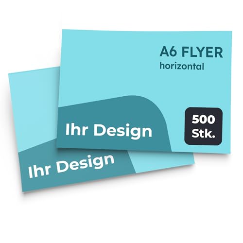 Cimpress Flyer selbst gestalten Individuell gestalteter Flyer im A4 DL A5 oder A6-Format – Personalisiertes Design Eigenes Design hochladen für Unternehmen oder Event (A6 Horizontal, 500 Stück) von Cimpress