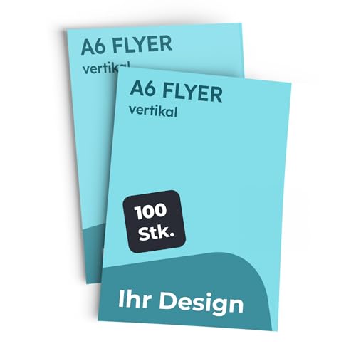 Cimpress Flyer selbst gestalten Individuell gestalteter Flyer im A4 DL A5 oder A6-Format – Personalisiertes Design Eigenes Design hochladen für Unternehmen oder Event (A6 Vertikal, 100 Stück) von Cimpress