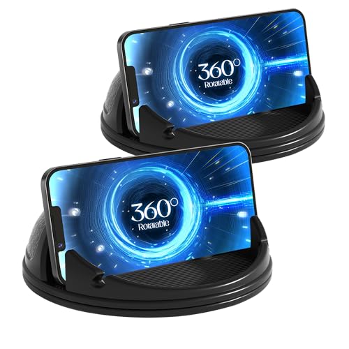 Cinati Handyhalter fürs Auto, [horizontal um 360° drehbar] 2er Pack Silikon-Handyhalterung für das Armaturenbrett, freihändige Handyhalterung, kompatibel mit iPhone 16, 15, 14, 13, 12 Pro Max, Samsung von Cinati