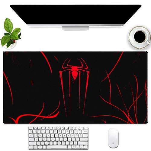 Cindasun Großes Mauspad, Spinne, Schwarz und Rot, Größe XL, für Laptop- und Tastaturspiele, langlebige genähte Kanten und Gummiunterseite von Cindasun