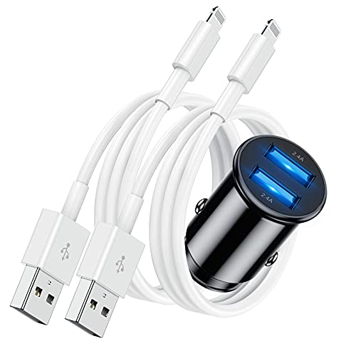 Zigarettenanzünder USB Ladegerät mit iPhone Ladekabel 1M [2 Stücke], Dual USB Port 4.8A Mini Auto Ladegerät Adapter Lightning Ladekabel für Apple iPhone 11 Pro Max XR XS Max X 8 7 6 6S Plus 5 5S 5C SE von Cionum