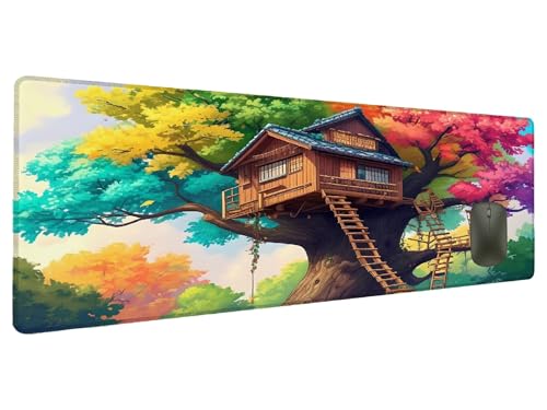 Mauspad Baum Schreibtischunterlage Kabine Mousepad XXL 1500x800mm, Mauspad Gaming Groß Desk Mat PC Zubehör Schreibtisch Deko, Maus Pad Wasserdicht Rutschfeste Gummibasis Schreibtisch Schutz Office X-3 von Ciooyxee