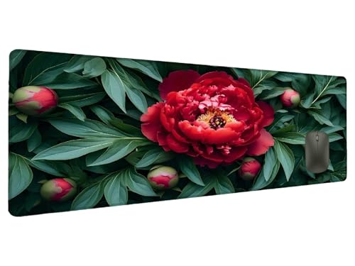 Mauspad Blume Schreibtischunterlage Anlage Mousepad XXL 700x300mm, Mauspad Gaming Groß Desk Mat PC Zubehör Schreibtisch Deko, Maus Pad Wasserdicht Rutschfeste Gummibasis Schreibtisch Schutz Office Q-1 von Ciooyxee