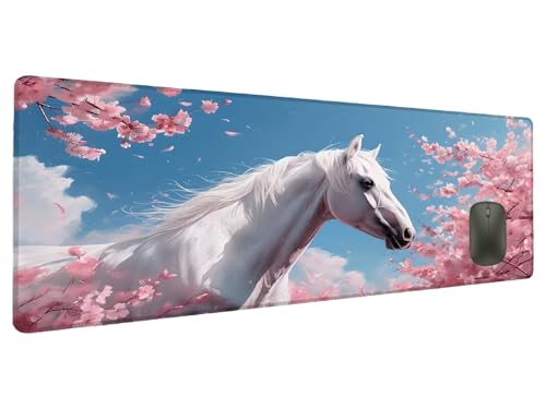Mauspad Blume Schreibtischunterlage Horse Mousepad XXL 700x300mm, Mauspad Gaming Groß Desk Mat PC Zubehör Schreibtisch Deko, Maus Pad Wasserdicht Rutschfeste Gummibasis Schreibtisch Schutz Office T-6 von Ciooyxee