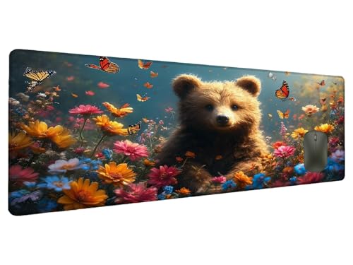 Mauspad Blume Schreibtischunterlage Tragen Mousepad XXL 700x300mm, Mauspad Gaming Groß Desk Mat PC Zubehör Schreibtisch Deko, Maus Pad Wasserdicht Rutschfeste Gummibasis Schreibtisch Schutz Office M-2 von Ciooyxee