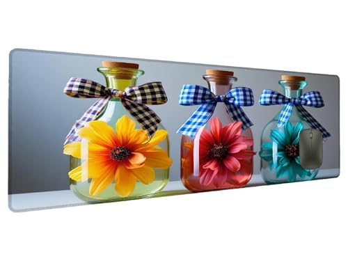 Mauspad Einfachheit Schreibtischunterlage Blume Mousepad XXL 1000x500mm, Mauspad Gaming Groß Desk Mat PC Zubehör Schreibtisch Deko, Maus Pad Wasserdicht Rutschfeste Gummibasis Schreibtisch Schutz H-9 von Ciooyxee