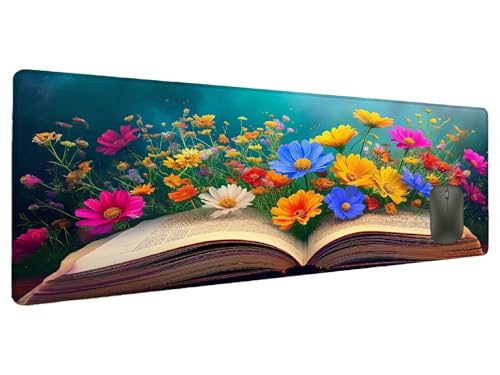 Mauspad Farbe Schreibtischunterlage Blume Mousepad XXL 700x300mm, Mauspad Gaming Groß Desk Mat PC Zubehör Schreibtisch Deko, Maus Pad Wasserdicht Rutschfeste Gummibasis Schreibtisch Schutz Office U-3 von Ciooyxee