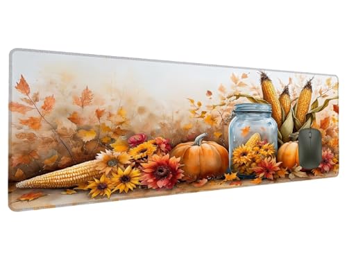 Mauspad Gelb Schreibtischunterlage Blume Mousepad XXL 1500x800mm, Mauspad Gaming Groß Desk Mat PC Zubehör Schreibtisch Deko, Maus Pad Wasserdicht Rutschfeste Gummibasis Schreibtisch Schutz Office X-8 von Ciooyxee
