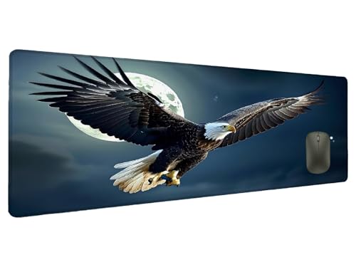 Mauspad Mond Schreibtischunterlage Adler Mousepad XXL 700x300mm, Mauspad Gaming Groß Desk Mat PC Zubehör Schreibtisch Deko, Maus Pad Wasserdicht Rutschfeste Gummibasis Schreibtisch Schutz Office E-5 von Ciooyxee