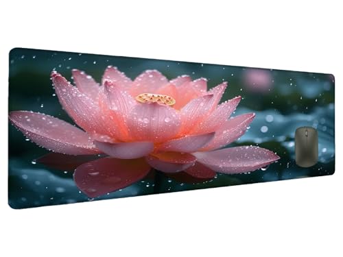 Mauspad Rosa Schreibtischunterlage Blume Mousepad XXL 700x300mm, Mauspad Gaming Groß Desk Mat PC Zubehör Schreibtisch Deko, Maus Pad Wasserdicht Rutschfeste Gummibasis Schreibtisch Schutz Office W-6 von Ciooyxee