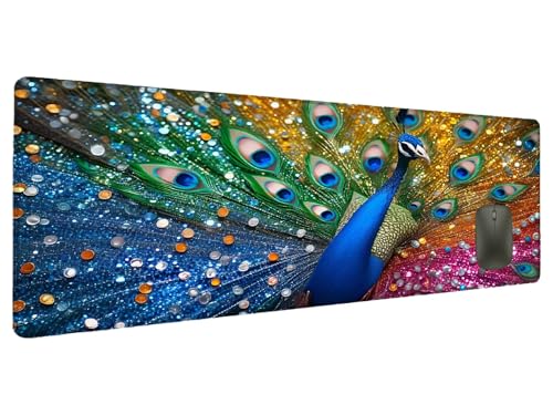 Mauspad Traum Schreibtischunterlage Pfau Mousepad XXL 700x300mm, Mauspad Gaming Groß Desk Mat PC Zubehör Schreibtisch Deko, Maus Pad Wasserdicht Rutschfeste Gummibasis Schreibtisch Schutz Office C-1 von Ciooyxee