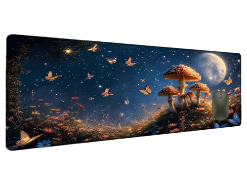 Mauspad XXL 1200x600mm Sternenhimmel Mousepad Groß Schreibtischunterlage Schmetterling, Gaming Mauspad Schreibtisch Zubehör Wasserdicht Mouse Pad rutschfeste Vernähte Kanten Verbessert Präzision Z-9 von Ciooyxee