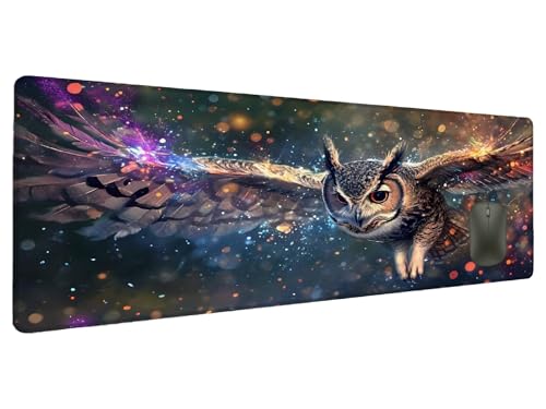 Mauspad XXL 600x300mm Cool Mousepad Groß Schreibtischunterlage Eule, Gaming Mauspad Gadgets Schreibtisch Zubehör, Wasserdicht Mouse Pad rutschfeste Vernähte Kanten Verbessert Geschwindigkeit I-0 von Ciooyxee