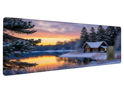 Mauspad XXL 600x300mm Landschaft Mousepad Groß Schreibtischunterlage Sonnenuntergang, Gaming Mauspad Schreibtisch Zubehör Wasserdicht Mouse Pad rutschfeste Vernähte Kanten Verbessert Präzision C-0 von Ciooyxee