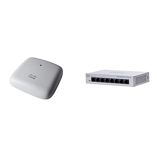 Cisco Business 140AC 802.11ac 2x2 Wave 2 Access Point 1 GbE-Port & Cisco Business CBS110-8T-D Unmanaged Switch | 8﻿ GE-Ports | Desktop | EXT. Netzteil | Begrenzter Lebenszeitschutz (CBS110-8T-D) von Cisco