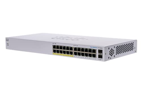 Cisco Business CBS110-24PP-D Unmanaged Switch | 24﻿ GE-Ports | Partial PoE | 2 x 1G-SFP Shared | Begrenzter Lebenszeitschutz (CBS110-24PP-D) von Cisco