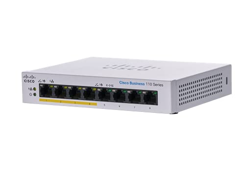 Cisco Business CBS110-8PP-D Unmanaged Switch | 8﻿ GE-Ports | Partial PoE | Desktop | Ext. Netzteil | Begrenzter Lebenszeitschutz (CBS110-8PP-D) von Cisco