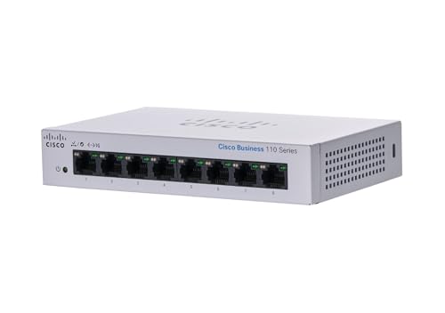 Cisco Business CBS110-8T-D Unmanaged Switch (CBS110-8T-D) 8 Port GE Desktop EXT PS begrenzter lebenslanger Schutz von Cisco