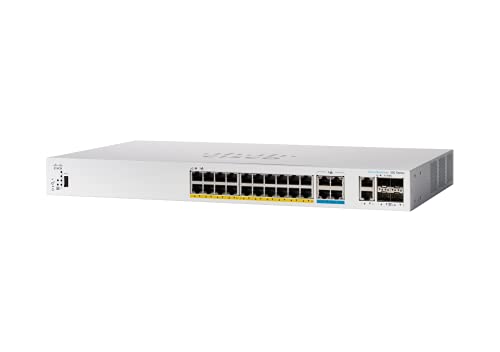 Cisco Business CBS350-24MGP-4X Managed Switch | 4 2,5GE-Ports | 20 GE-Ports | PoE | 2x10G-Combo | 2x10G-SFP+ | Eingeschränkte Lebenszeitgarantie für Hardware (CBS350-24MGP-4X-EU) von Cisco