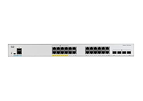 Cisco Catalyst 1000-24FP-4G-L Netzwerk-Switch, 24 Gigabit Ethernet (GbE) PoE+-Ports, 370 W PoE-Budget, 4 1G-SFP-Uplink-Ports, erweiterte eingeschränkte Lebenszeitgarantie (C1000-24FP-4G-L) von Cisco