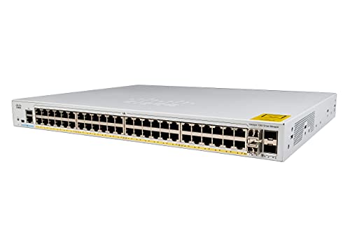 Cisco Catalyst 1000-48FP-4X-L Netzwerk-Switch, 48 Gigabit Ethernet (GbE)-PoE+-Ports, 740 W PoE-Budget, 4 10G-SFP+-Uplink-Ports, erweiterte eingeschränkte Lebenszeitgarantie (C1000-48FP-4X-L) von Cisco