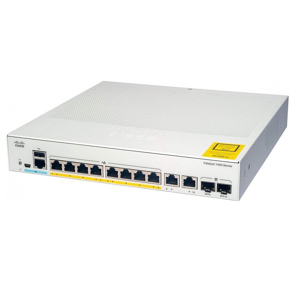 Cisco Catalyst 1000 8-Port Gigabit PoE+ PoE Budget 120W Netzwerk-Switch weiß Netzwerk-Switch von Cisco