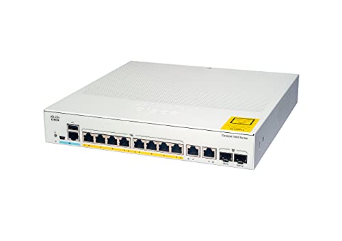 Cisco Catalyst 1000-8FP-2G-L Netzwerk Switch, 8 GbE PoE+ Ports, 120W PoE Budget, 2 1G SFP/RJ-45-Kombi Ports, lüfterloser Betrieb, erweiterte eingeschränkte Lebenszeitgarantie (C1000-8FP-2G-L) von Cisco