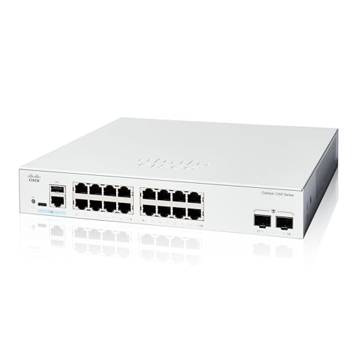 Cisco Catalyst 1200-16T-2G-Smart-Switch, 16-Port-GE, 2 x 1-GE-SFP, eingeschränkter Lebenszeitschutz (C1200-16T-2G) von Cisco