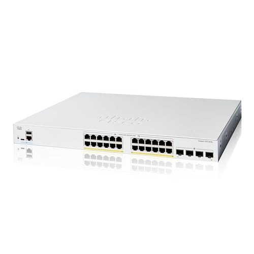 Cisco Catalyst 1200-24FP-4G-Smart-Switch, 24-Port-GE, vollständiges PoE, 4 x 1-GE-SFP, eingeschränkter Lebenszeitschutz (C1200-24FP-4G) von Cisco