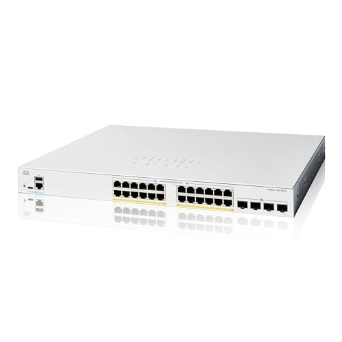 Cisco Catalyst 1200-24FP-4X-Smart-Switch, 24-Port-GE, vollständiges PoE, 4 x 10-GE-SFP+, eingeschränkter Lebenszeitschutz (C1200-24FP-4X) von Cisco