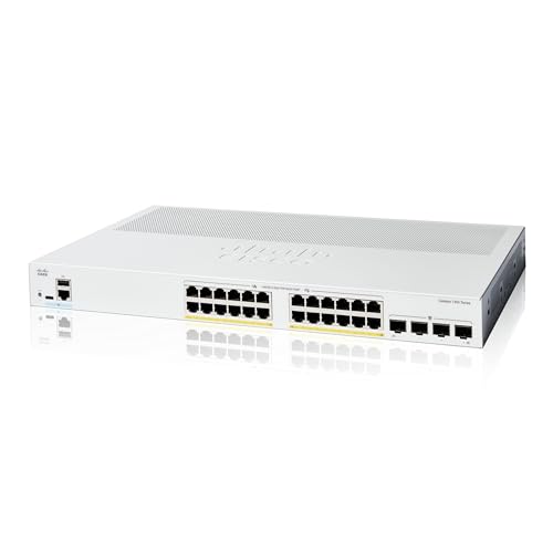 Cisco Catalyst 1200-24P-4G-Smart-Switch, 24-Port-GE, PoE, 4 x 1-GE-SFP, eingeschränkter Lebenszeitschutz (C1200-24P-4G) von Cisco