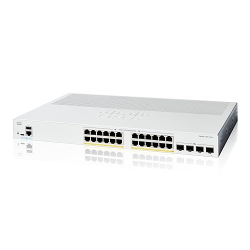 Cisco Catalyst 1200-24P-4X-Smart-Switch, 24-Port-GE, PoE, 4 x 10-GE-SFP+, eingeschränkter Lebenszeitschutz (C1200-24P-4X) von Cisco