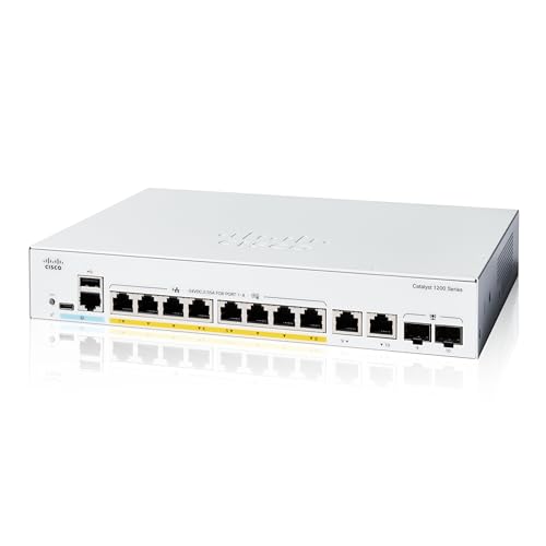 Cisco Catalyst 1200-8FP-2G-Smart-Switch, 8-Port-GE, vollständiges PoE, 2 x 1-GE-Kombi, eingeschränkter Lebenszeitschutz (C1200-8FP-2G) von Cisco
