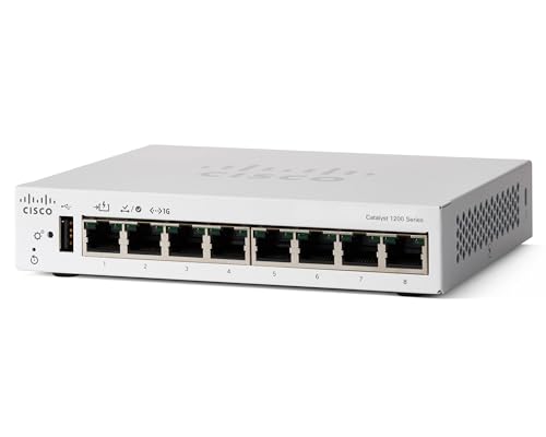 Cisco Catalyst 1200-8T-D-Smart-Switch, 8-Port-GE, EXT. PS, Desktop, eingeschränkter Lebenszeitschutz (C1200-8T-D) von Cisco
