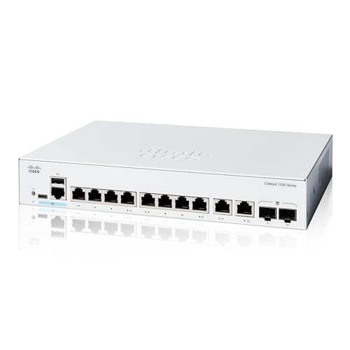 Cisco Catalyst 1200-8T-E-2G-Smart-Switch, 8-Port-GE, EXT. PS, 2 x 1-GE-Kombi, eingeschränkter Lebenszeitschutz (C1200-8T-E-2G) von Cisco