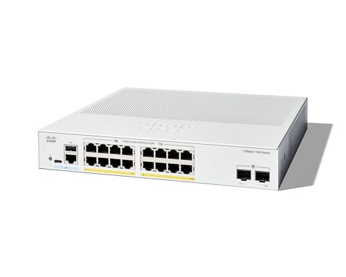 Cisco Catalyst 1300-16P-2G-Managed-Switch, 16-Port-GE, PoE, 2 x 1-GE-SFP, eingeschränkter Lebenszeitschutz (C1300-16P-2G) von Cisco