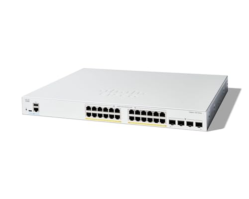 Cisco Catalyst 1300-24FP-4G-Managed-Switch, 24-Port-GE, vollständiges PoE, 4 x 1-GE-SFP, eingeschränkter Lebenszeitschutz (C1300-24FP-4G) von Cisco