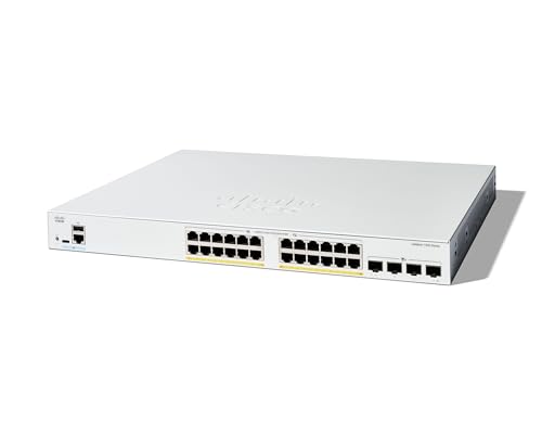 Cisco Catalyst 1300-24FP-4X-Managed-Switch, 24-Port-GE, vollständiges PoE, 4 x 10-GE-SFP+, eingeschränkter Lebenszeitschutz (C1300-24FP-4X) von Cisco